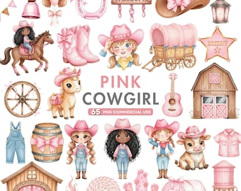 Pink Cowgirl Clipart, Cute Cowgirl PNG, Coquette Western Clipart, Baby Girl Cowgirl, Cowgirl Boots, Cowgirl Hat, Wild West, Digital Download