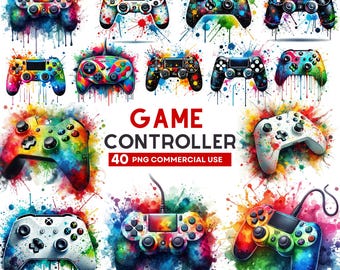Watercolor Game Controller Clipart, Gamer PNG, Gaming Clipart ...