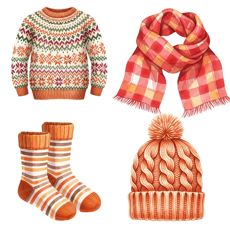 Autumn Scene Clipart bundle with watercolor pumpkins, cozy fall leaves, and seasonal decorations on white background.
