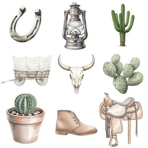 Watercolor cowboy hat PNG with soft shadow and hand-painted details, perfect for western party invitations or rustic décor.