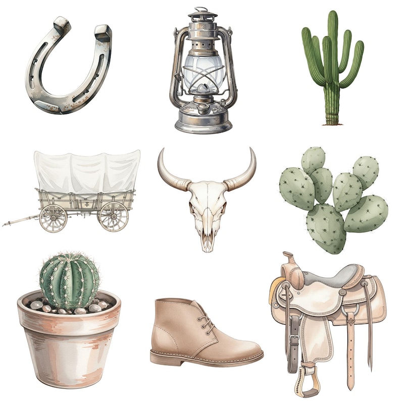 Watercolor cowboy hat PNG with soft shadow and hand-painted details, perfect for western party invitations or rustic décor.