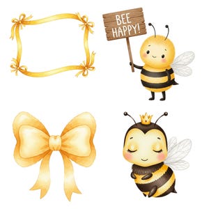 Playful watercolor baby animals clipart with bees, ideal for kids’ birthday printables and DIY craft supplies.
