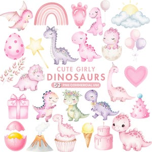 Watercolor Dinosaur Clipart: Pink Baby Dino PNG (Instant Download)