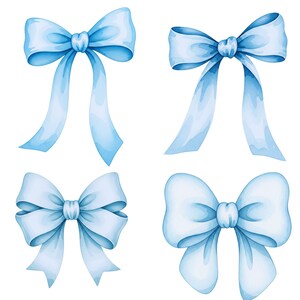 Vintage-style coquette blue bows in pastel tones, perfect for cute crafts