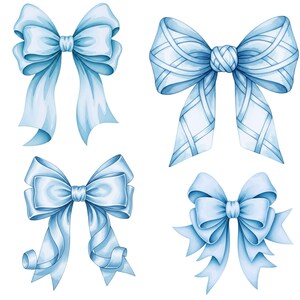 Digital download of watercolor blue bows for scrapbooking and printable art