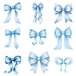 Pastel blue lace ribbon bow illustration for journaling and digital planners