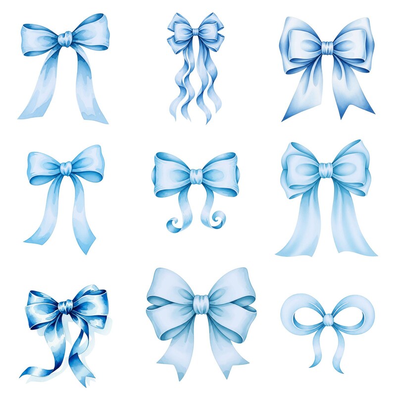 Pastel blue lace ribbon bow illustration for journaling and digital planners