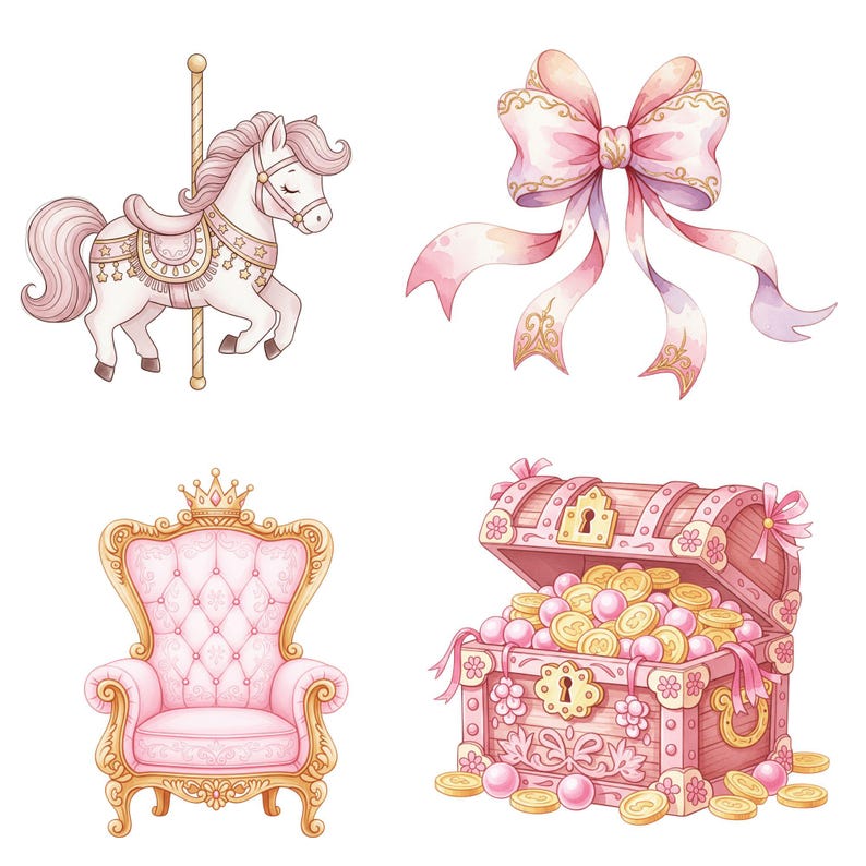 Pink Princess Clipart, Cute Little Princess and Unicorn Png, Fairytale ...