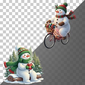 Hand-painted snowman PNG clipart for digital downloads, cardmaking, and festive printables.