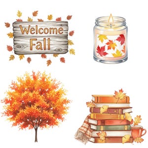 Thanksgiving Clipart set featuring watercolor pumpkins, autumn flowers, and cozy fall designs for invitations.