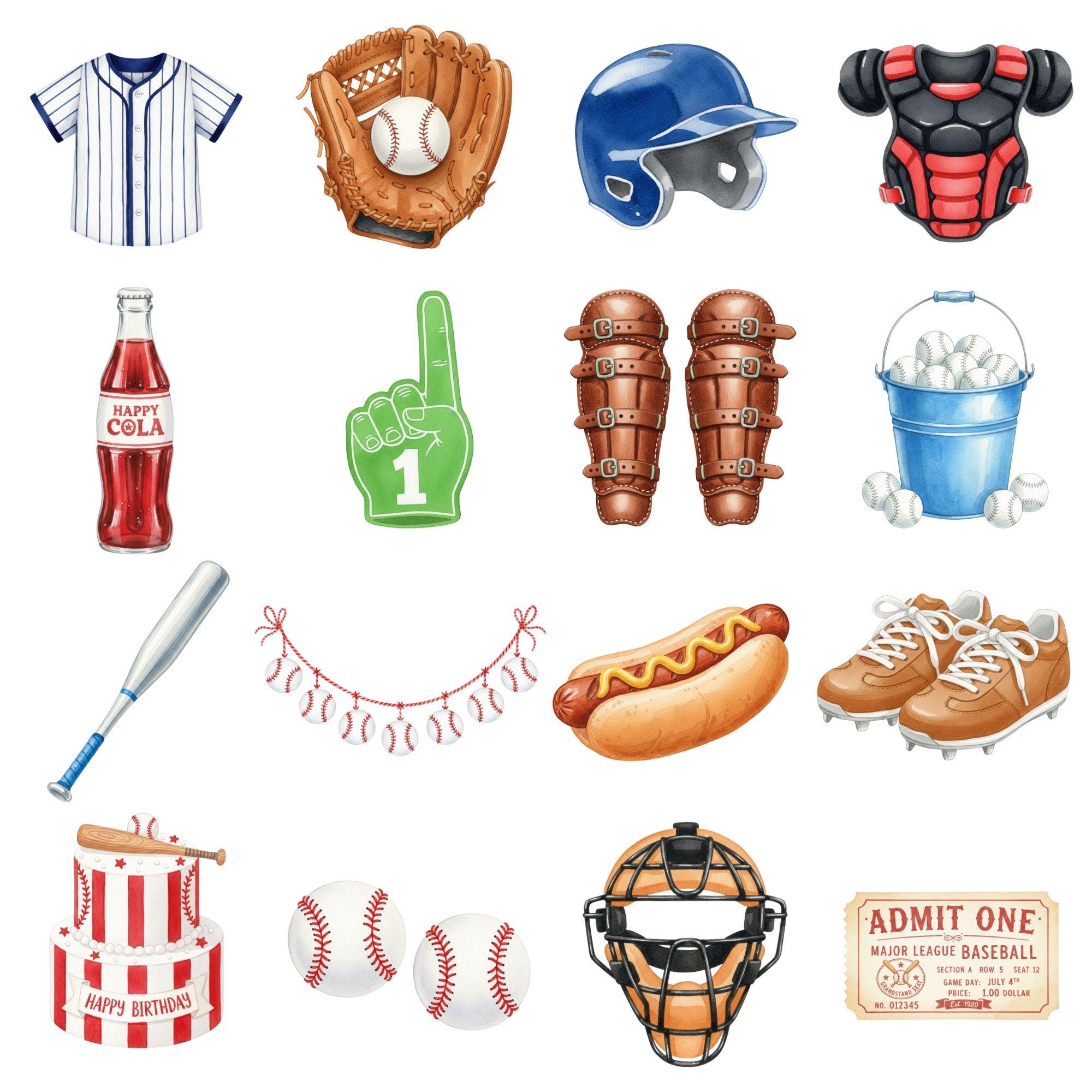 Baseball Clipart, Watercolor Baseball Kids Players PNG, Bat Glove ...