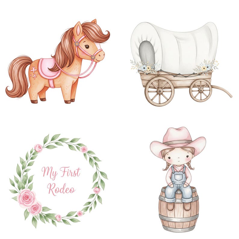 My First Rodeo Clipart, Pink Cowgirl Clipart, Cute Baby Cowgirl PNG ...