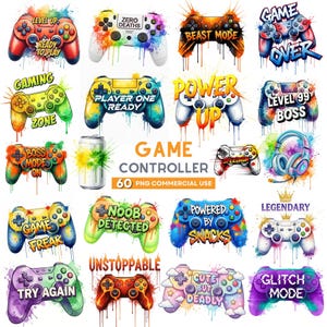 ゲームコントローラーのクリップアート、ビデオゲームのクリップアート、ゲームのイラスト、ゲーマーグラフィック、ゲーマーPNG昇華、ミックスメディアPNG、即時ダウンロード