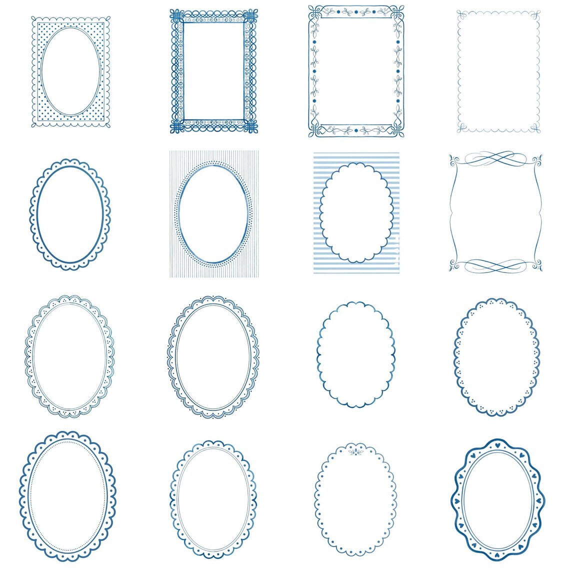 Blue Frames Clipart, Watercolor Frame PNG, Baby Shower Frame ...