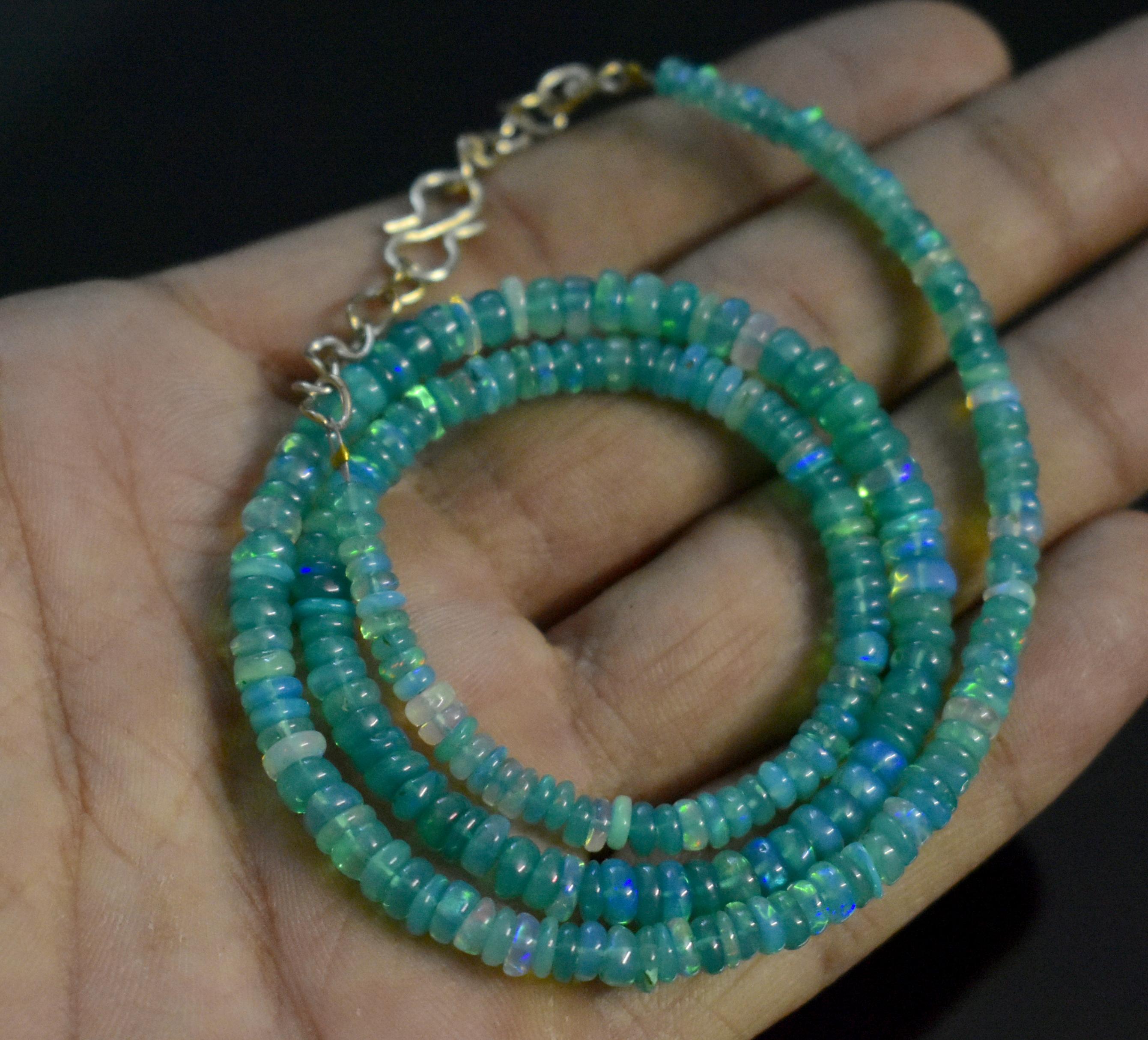 AAA+ Natural Ethiopian Wello Fire Opal Beaded Necklace - 16" - 20 Carat - FIZAGEMS