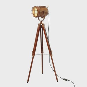 Spotlight Nautical Tripod Stehlampe: Vintage Spotlight verstellbarer Holzständer