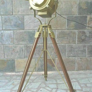 Spotlight Antique Big Searchlight Studio Floor Lamp Tripod Nautical Spotlight