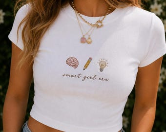 Smart Girl Era Broderad Babytröja, Brain Pen Lightbulb-tröja, Motiverande Studenttröja, Feministisk Gåva, Tillbaka till Skolan-tröja
