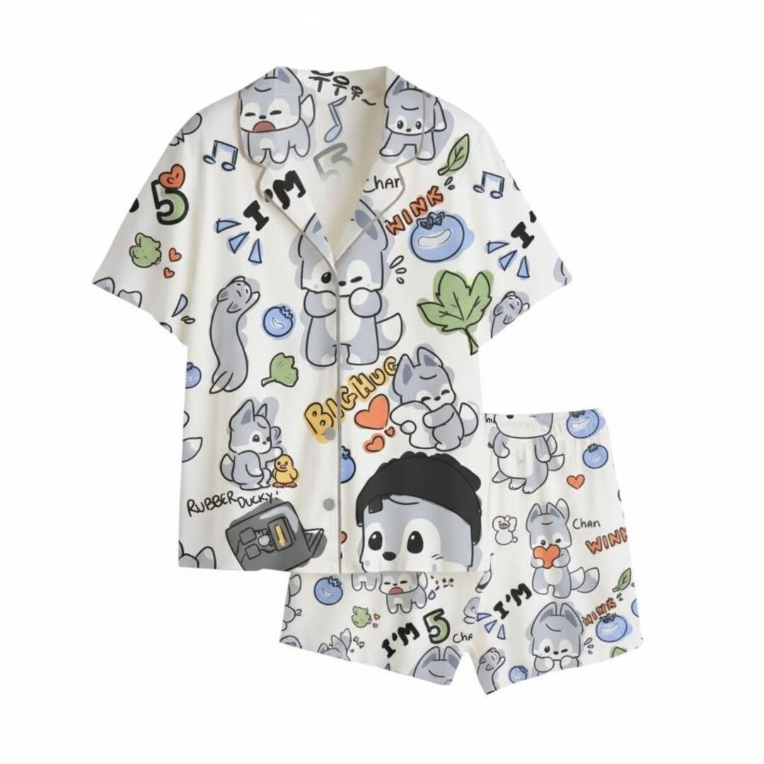 Skzcode Pajamas Big Hug Wolf Straykids Skzoo Inspired Kpop Group Pajamas, Bang Chan ...