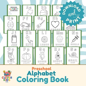 Preschool Alphabet Coloring Book | A-Z Letter Coloring Pages for Kids | Toddler Learning Printable | ABC Coloring PDF | Educational Activity