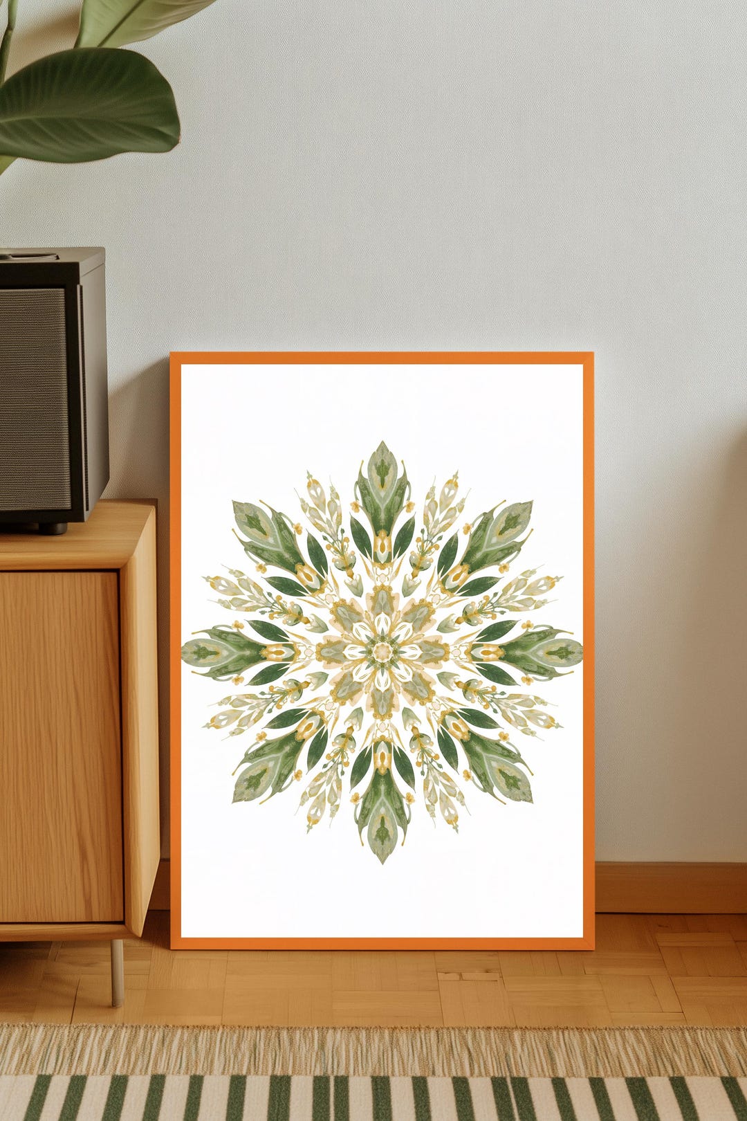 Botanical Mandala Art Print, Green Floral Symmetry (digital Download ...