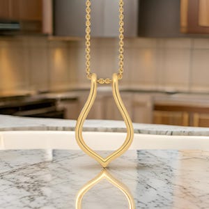 14K Gold Plated Sterling Silver Ring Holder Necklace: Horseshoe Keeper