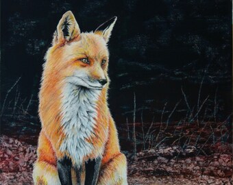 Red Fox is a reproduction 11 X 14", signed by the artist and ready to mat and frame. The original art was mixed media. Acid free paper.
