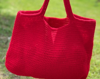 Bolso de macramé rojo: bolso playero bohemio de crochet hecho a mano