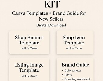 Etsy Shop Branding Kit | Canva Vorlagen + Brand Guide für neue Verkäufer | Digitaler Download