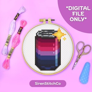 PDF ONLY Bisexual Pride Flag Soda Can LGBTQ+ Cross-Stitch Pattern