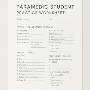 UK Paramedic Patient Assessment Templates Bundle | SOCRATES ATMIST Cheat Sheet | Student Worksheet | Printable pdf Download.