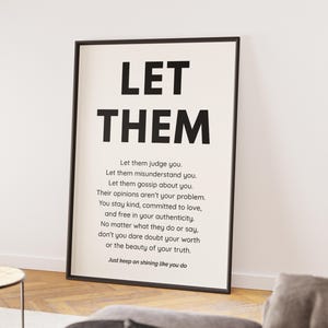 Self Love Quote Let Them Wall Art Motivational Printable Poster Inspirational Digital Download