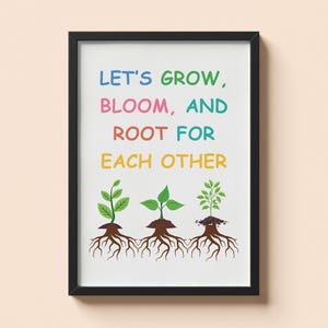 Motivational Classroom Poster Printable Homeschool Wall Art Playroom Print Let's Root for Each Other