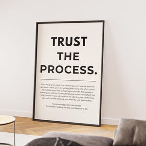Inspirational Wall Art Motivational Quote Trust the Process Printable Poster for Home Office Decor