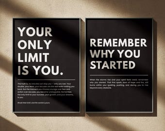 Set di 2 poster motivazionali da parete stampabili per l'arredamento di casa e ufficio