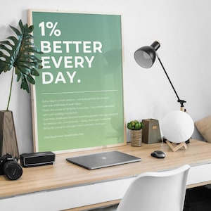 1% Better Every Day Wall Art, Motivational Quote Poster, Office Decor, Inspirational Wall Art, Mindset and Growth Quote, Digital Download