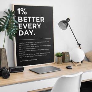 1% Better Every Day Printable Quote Wall Art, Motivational Quote Poster, Minimalist Wall Art for Office, Inspirational Wall Art for Home