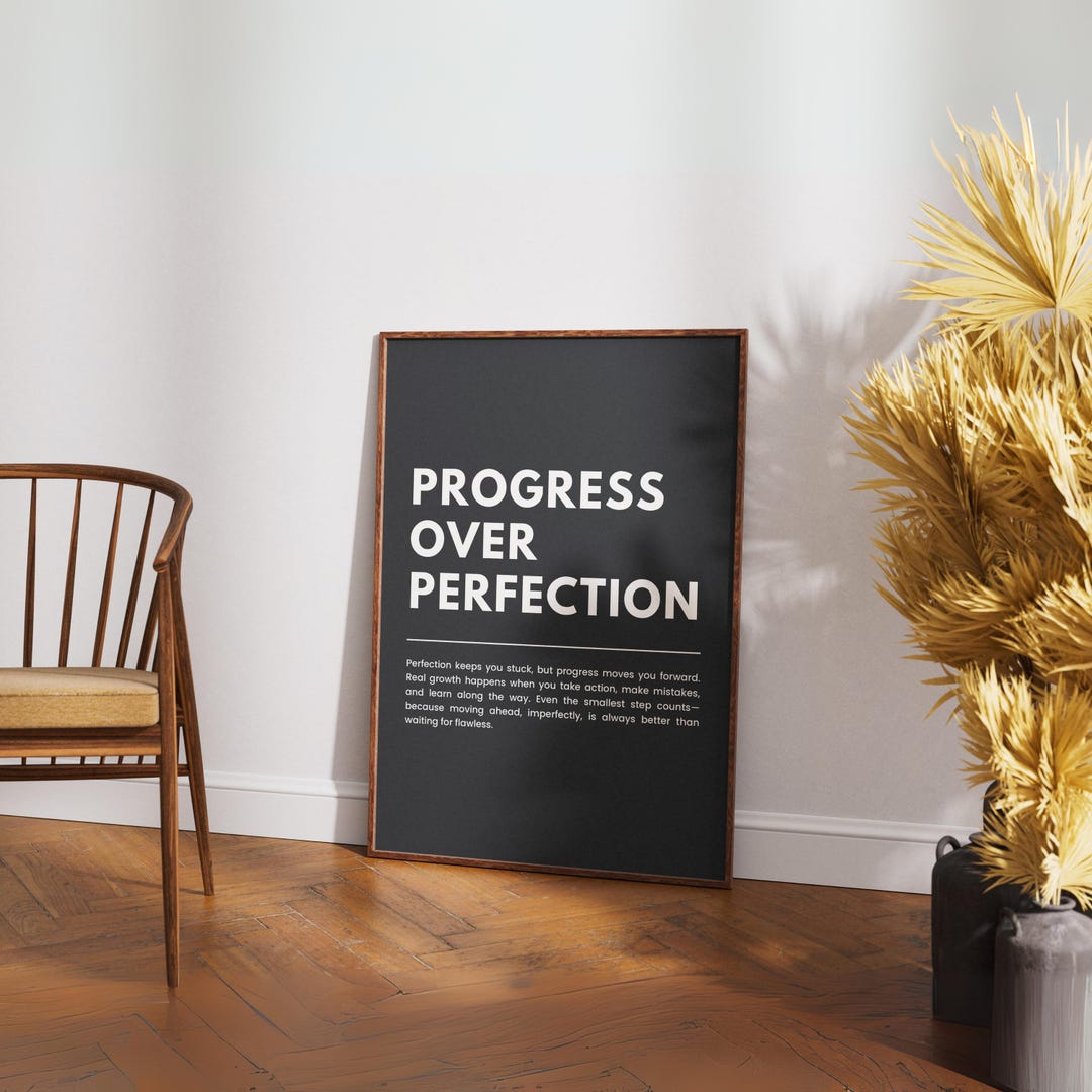 Printable Motivational Wall Art Progress Over Perfection Quote ...