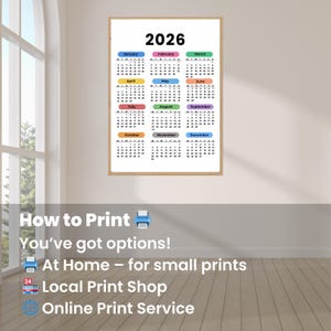 2026 yearly calendar, One Page Full Year Monday & Sunday Start Wall Calendar Instant Download image 12