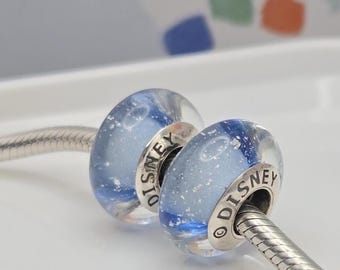 Nuevo Charm Pandora de Cenicienta Azul Disney Signature de cristal de Murano para pulsera Pandora, collar, mujer, cuentas, accesorios de joyería de plata