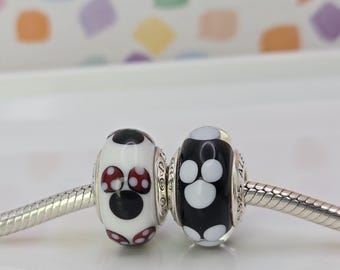Neue Pandora Minnie Maus und Micky Maus Schwarz Signature Classic Murano Disney Charms für Pandora Armband Frauen Perlen Silber Schmuck