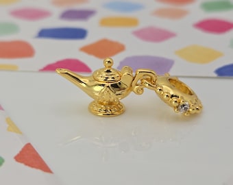 New Authentic Pandora Disney Aladdin Lamp Charm Fit Bracelet Necklace Women Fashion Beads Silver Jewelry Accessories Christmas Gift
