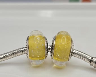 Nuevo Charm Pandora Belle Amarillo Disney Signature de Cristal de Murano para Pulsera Pandora, Collar, Cuentas para Mujer, Accesorios de Joyería de Plata