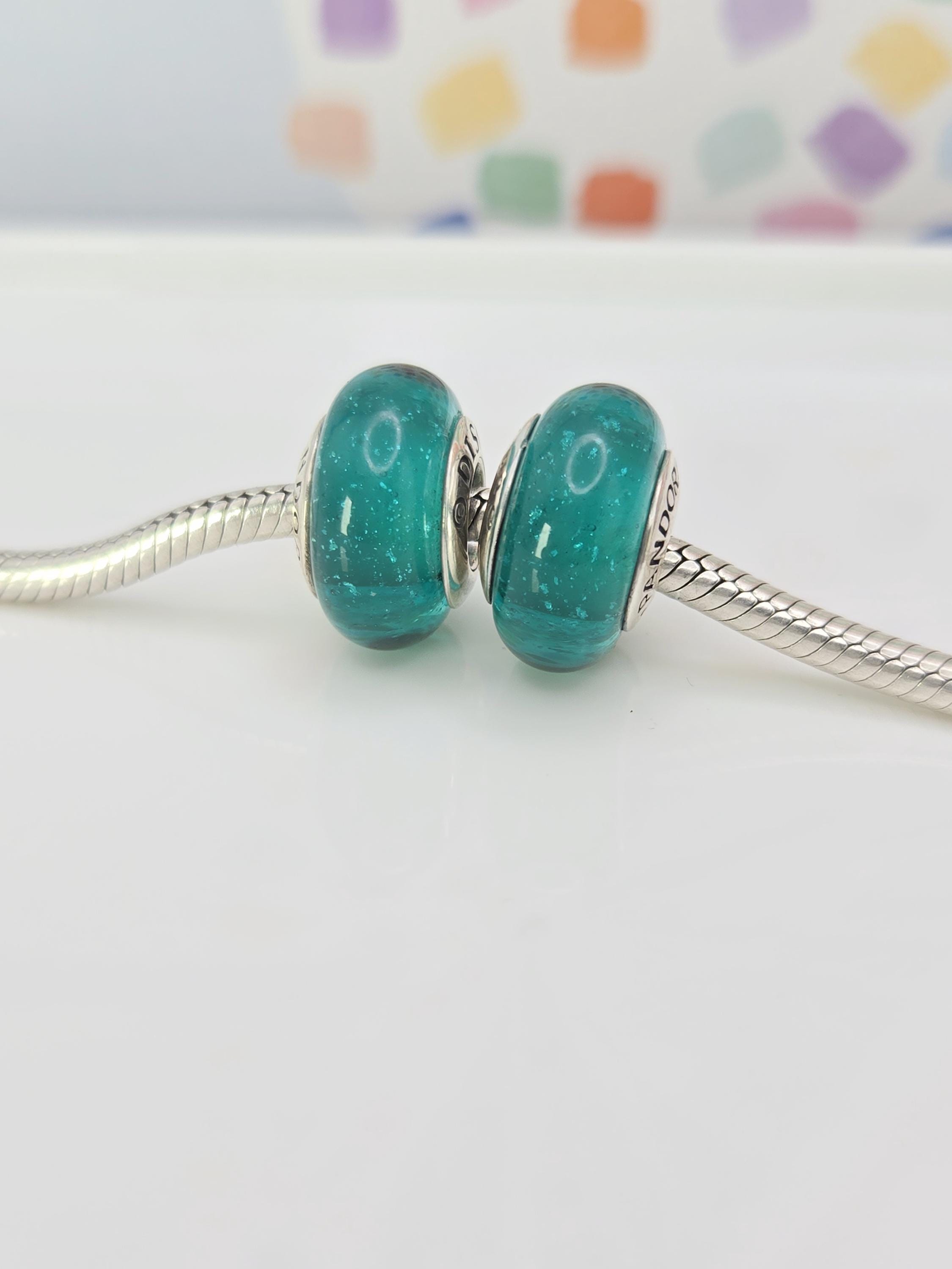 New Pandora Jasmine Disney Signature Murano Glass Charm for