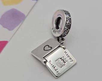 New Authentic Pandora Happy Birthday Wishes Charm Fit Bracelet Necklace Women Fashion Beads Silver Jewelry Accessories Christmas Gift