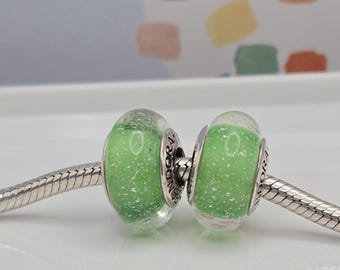 Nuevo Charm Pandora Tinkerbell Verde Disney Signature Murano Glass para Pulsera Pandora Collar Mujer Cuentas Plata Accesorios de Joyería