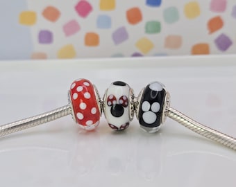 New Pandora Polka Dot, Minnie, Mickey Mouse Disney Charms for Pandora Bracelet Necklace Pendant Women  Beads Silver Jewelry Accessories