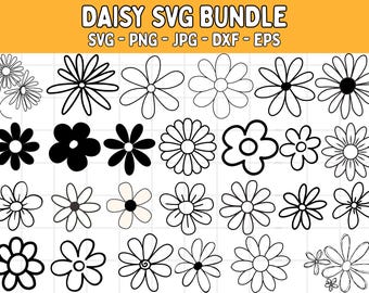 Pacote Daisy SVG: Arquivos de corte de flores para Cricut (download digital)