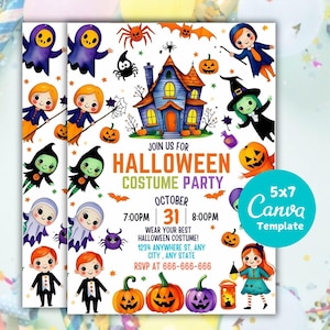 Editable Halloween Costume Party Invitation, Halloween Birthday Invitation template, Halloween Party Invitation, Halloween Invitation