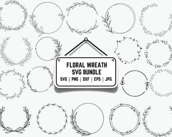 Floral Wreath SVG Bundle: Wedding Circle Frame (Digital Download)